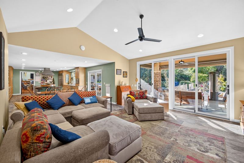 Family room with sliding doors to the patio