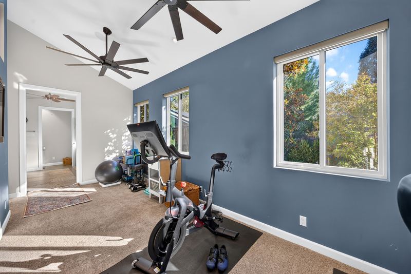 Bonus room set up for exercise equipment