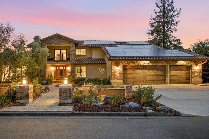 Front of the home at dusk at 16046 Summer Sage Road, Poway